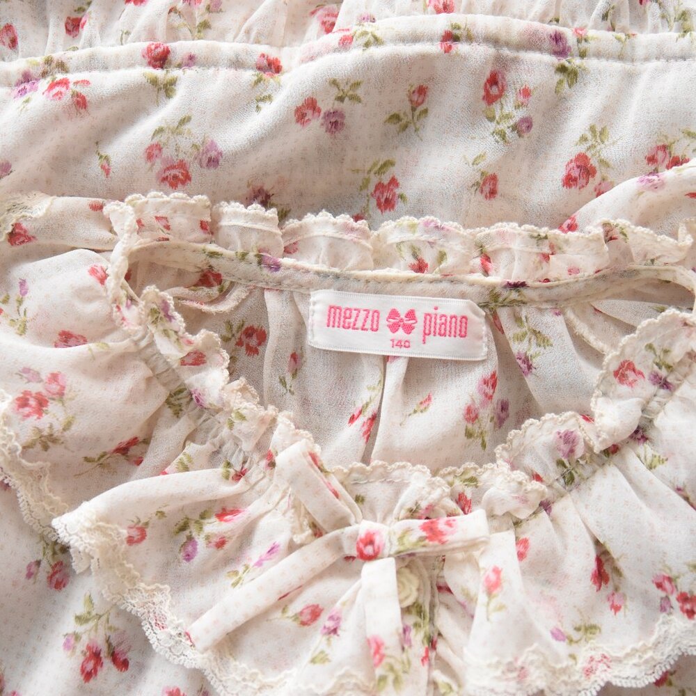 VTG Mezzo Piano Floral Ruffle Lace Blouse Sz 140 (US 8/10 or Women’s XS)